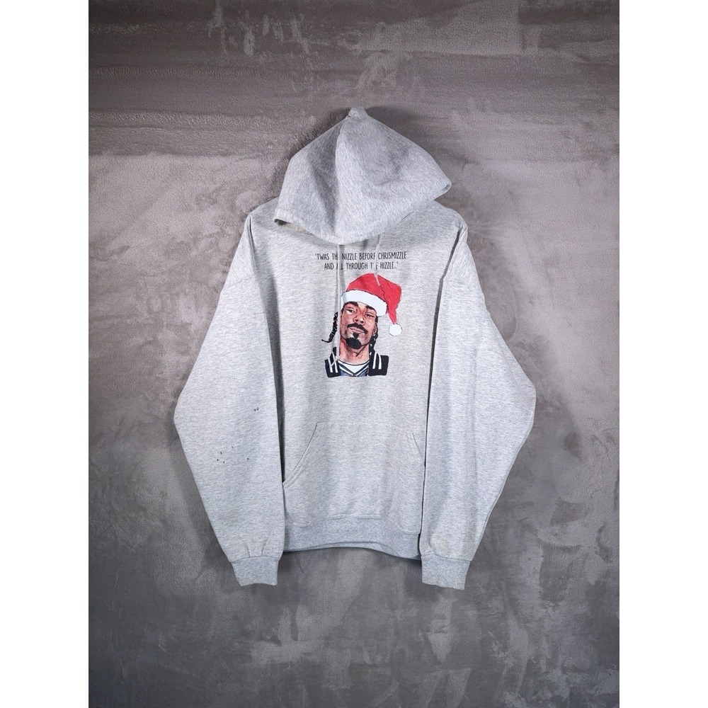 Snoop Dogg Christmas Hoodie Mens Size XL‎ Gray Santa Holiday Graphic Pullover